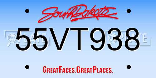 55VT938 South Dakota License Plate