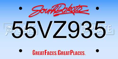 55VZ935 South Dakota License Plate