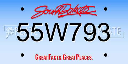 55W793 South Dakota License Plate