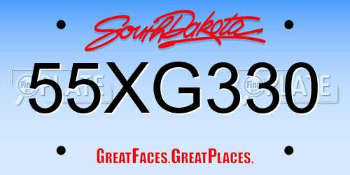 55XG330 South Dakota License Plate