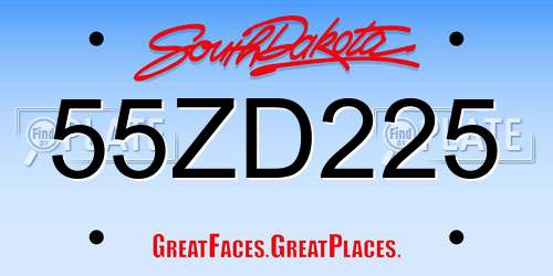 55ZD225 South Dakota License Plate