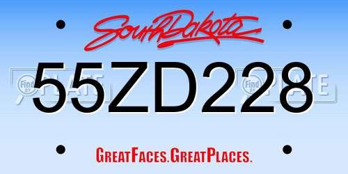 55ZD228 South Dakota License Plate