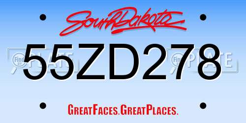 55ZD278 South Dakota License Plate