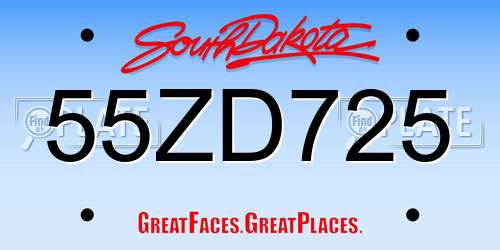 55ZD725 South Dakota License Plate