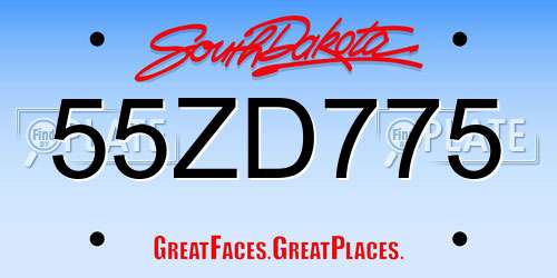 55ZD775 South Dakota License Plate