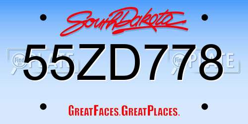 55ZD778 South Dakota License Plate