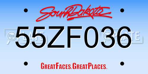 55ZF036 South Dakota License Plate