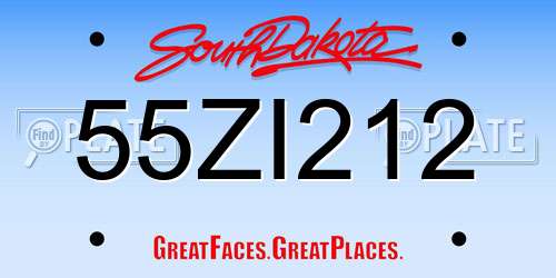 55ZI212 South Dakota License Plate