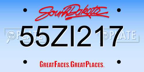55ZI217 South Dakota License Plate