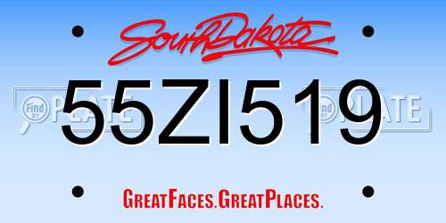 55ZI519 South Dakota License Plate