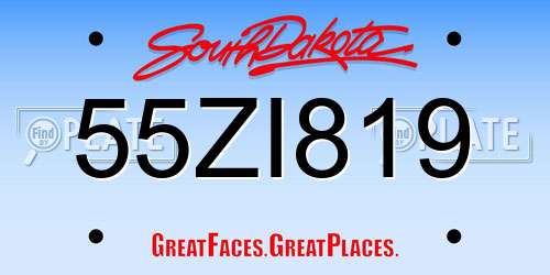 55ZI819 South Dakota License Plate