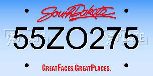 55ZO275 South Dakota License Plate