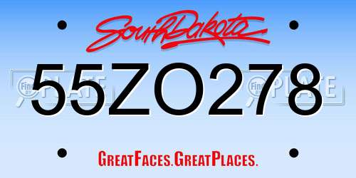 55ZO278 South Dakota License Plate
