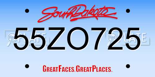 55ZO725 South Dakota License Plate
