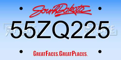 55ZQ225 South Dakota License Plate