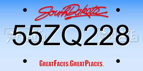 55ZQ228 South Dakota License Plate