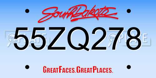 55ZQ278 South Dakota License Plate