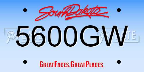 5600GW South Dakota License Plate