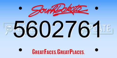 5602761 South Dakota License Plate