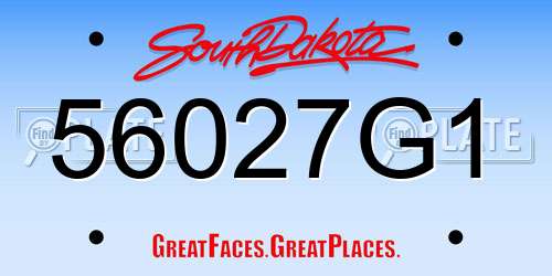 56027G1 South Dakota License Plate
