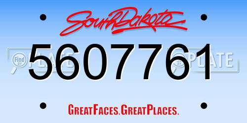 5607761 South Dakota License Plate