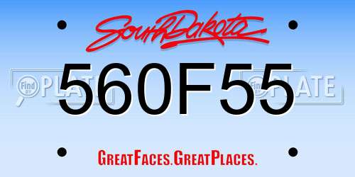 560F55 South Dakota License Plate
