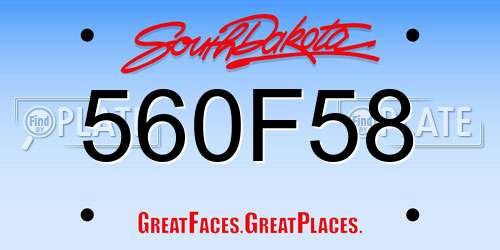 560F58 South Dakota License Plate