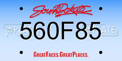 560F85 South Dakota License Plate