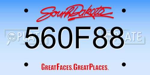560F88 South Dakota License Plate