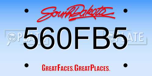 560FB5 South Dakota License Plate