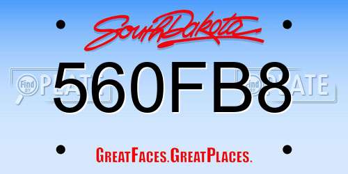 560FB8 South Dakota License Plate