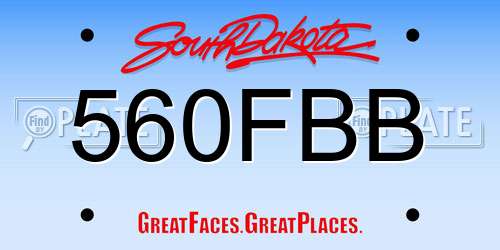 560FBB South Dakota License Plate