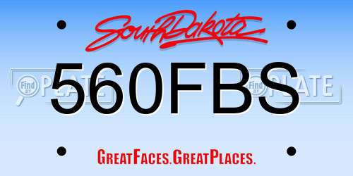 560FBS South Dakota License Plate