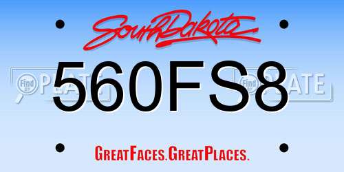 560FS8 South Dakota License Plate