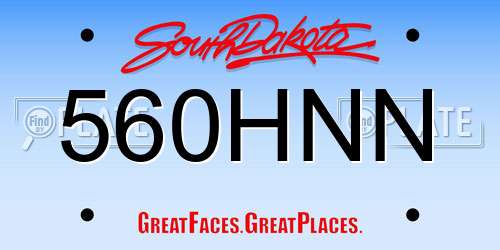 560HNN South Dakota License Plate