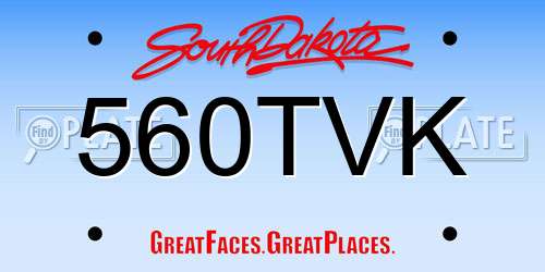 560TVK South Dakota License Plate