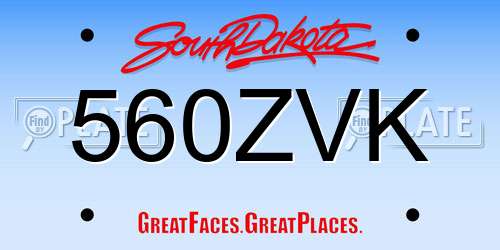 560ZVK South Dakota License Plate