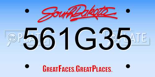 561G35 South Dakota License Plate