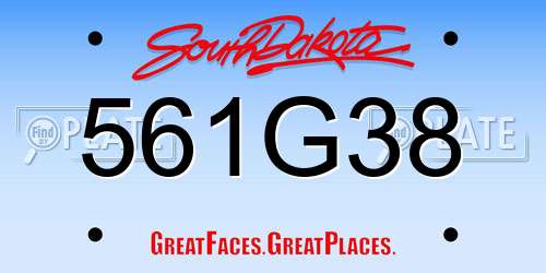 561G38 South Dakota License Plate