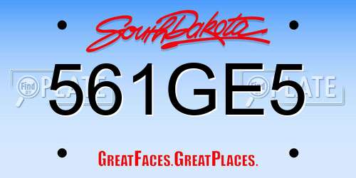 561GE5 South Dakota License Plate