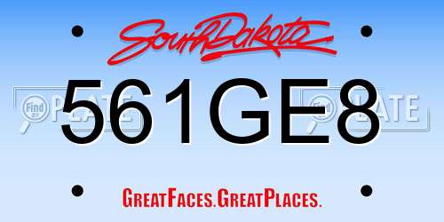 561GE8 South Dakota License Plate