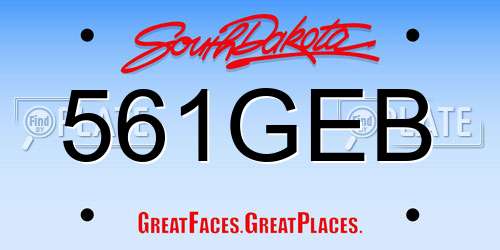 561GEB South Dakota License Plate