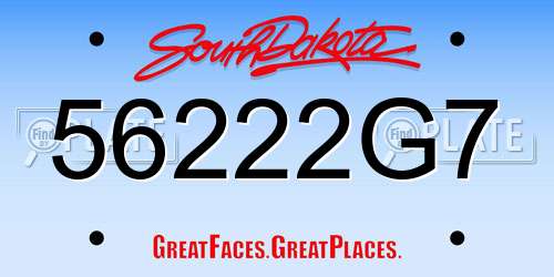 56222G7 South Dakota License Plate