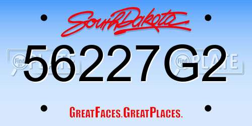 56227G2 South Dakota License Plate