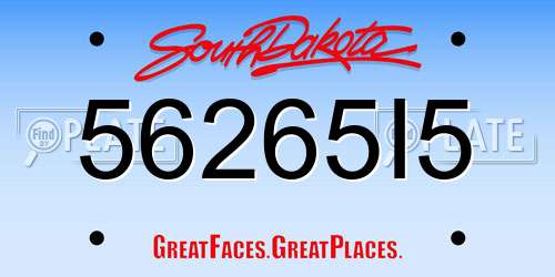 56265I5 South Dakota License Plate