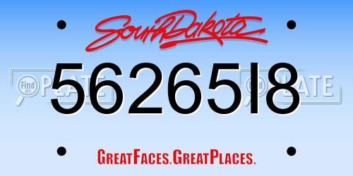 56265I8 South Dakota License Plate