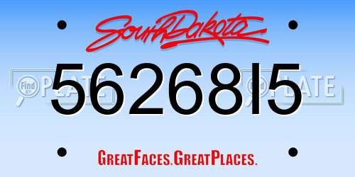 56268I5 South Dakota License Plate