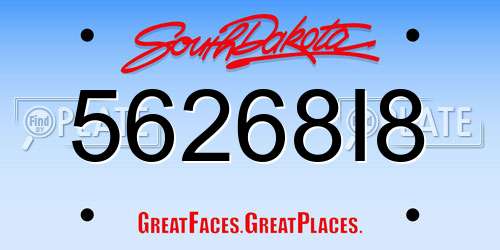 56268I8 South Dakota License Plate