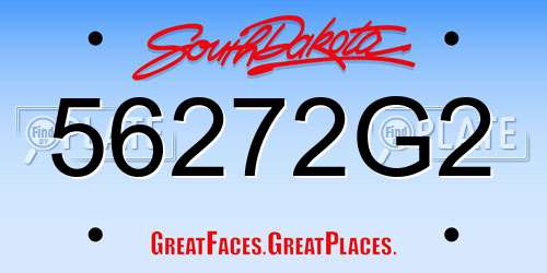 56272G2 South Dakota License Plate