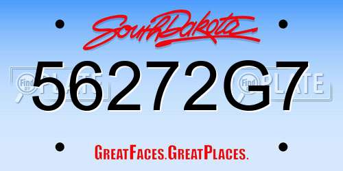 56272G7 South Dakota License Plate